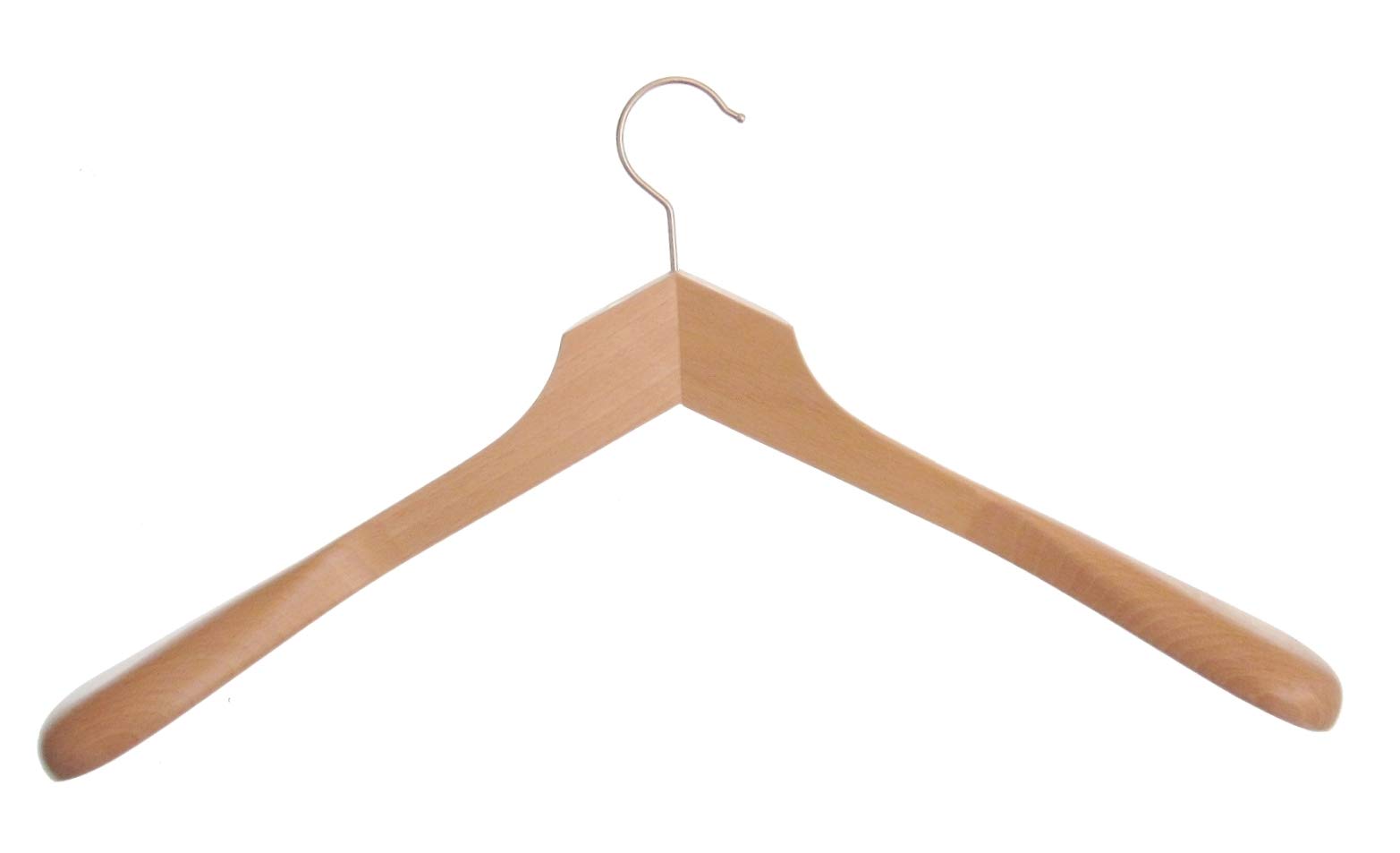 Kleiderbügel aus Holz, 5 St. Schulterbügel, Natur lackiert, mit extra Breiten Schulterteilen, 50 cm, Sondergröße