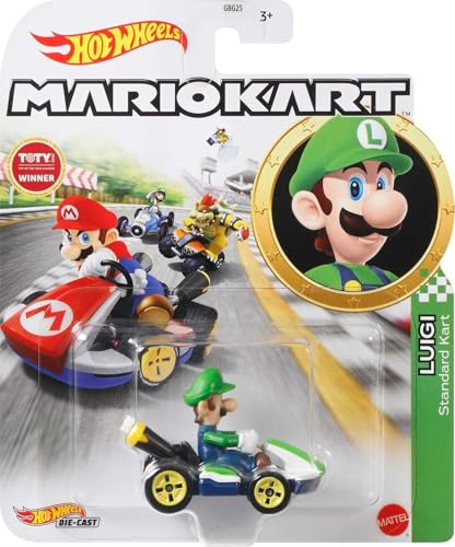 DieCast Modell LUIGI Version STANDARD KART von SUPER MARIO KART – Maßstab 1:64, Länge 5cm (HW GLP37)