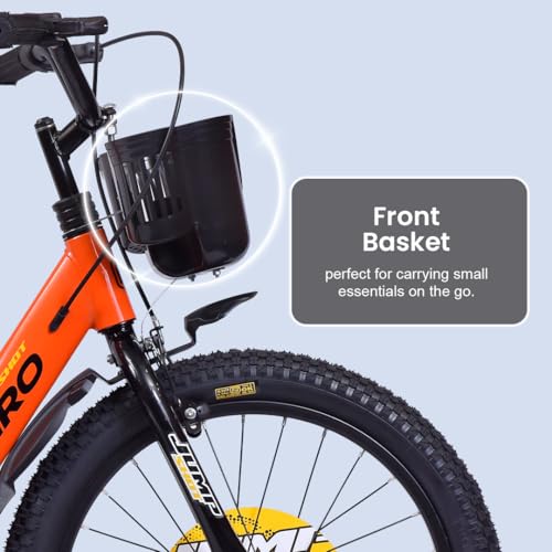 Image of Hero Jumpshot 16T Single Speed Kids Bicycle with Basket, Carrier and Integrated Basketball Kit | Orange-Black | Caliper Brake | 10.5 inch Steel Frame | Rider Height : 3ft 6 inch - 3ft 11 inch | 85% Pre Assembled