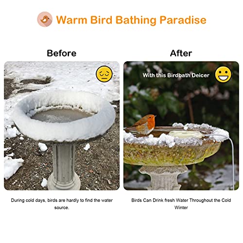 Birdbath Water Heater Outdoors In Winter, Durable Birdbath Heater For Winter With Aluminum Base Waterproof & Thermostatically Controlled Saving Energy,Bird Bath Deicer With Long Cord(3Ft / 50-Watt) #TOP4