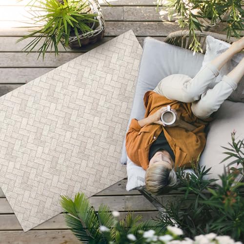 Tapis extérieur jardin imperméable vinyle résistant décoloration 140x210 - 3