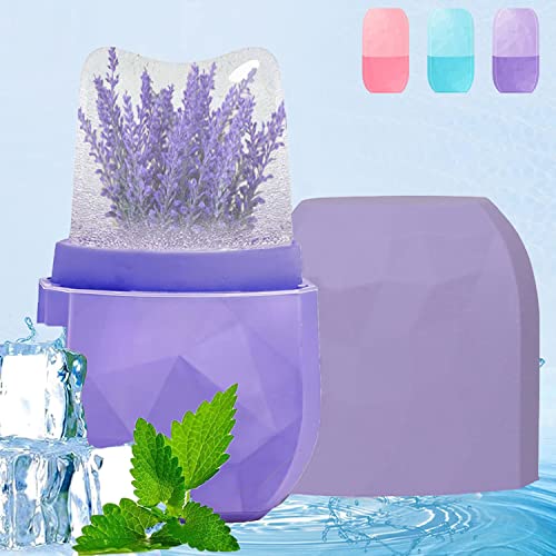 CCbeauty Ice Roller for Face, Face Ice Roller,Upgrade Silicone Contour Ice Cube for Face Beauty Skin Care Facial Treatments,Icing Molds for Face & Eye Neck De-Puffiness & Ance, Shrink Pores (Lavender)