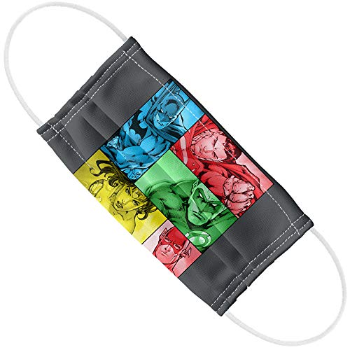 Popfunk Justice League Hero Boxes 1-Ply Reusable Face Mask Covering with Adjustable Nose Wire, Unisex