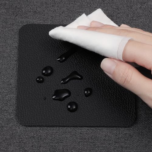 Myir JUN Coasters Glass Coasters set of 12 4 inch Double Sided Faux Leather Coaster Waterproof Non-slip Easy to Clean with Coaster Holder(Black) - Image 4