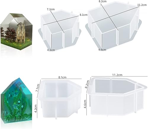 Miniatura 5 de FineInno 2 moldes de resina epoxi para casa, moldes de silicona grandes para preservación de flores, hojas secas, espécimen de insectos, decoración