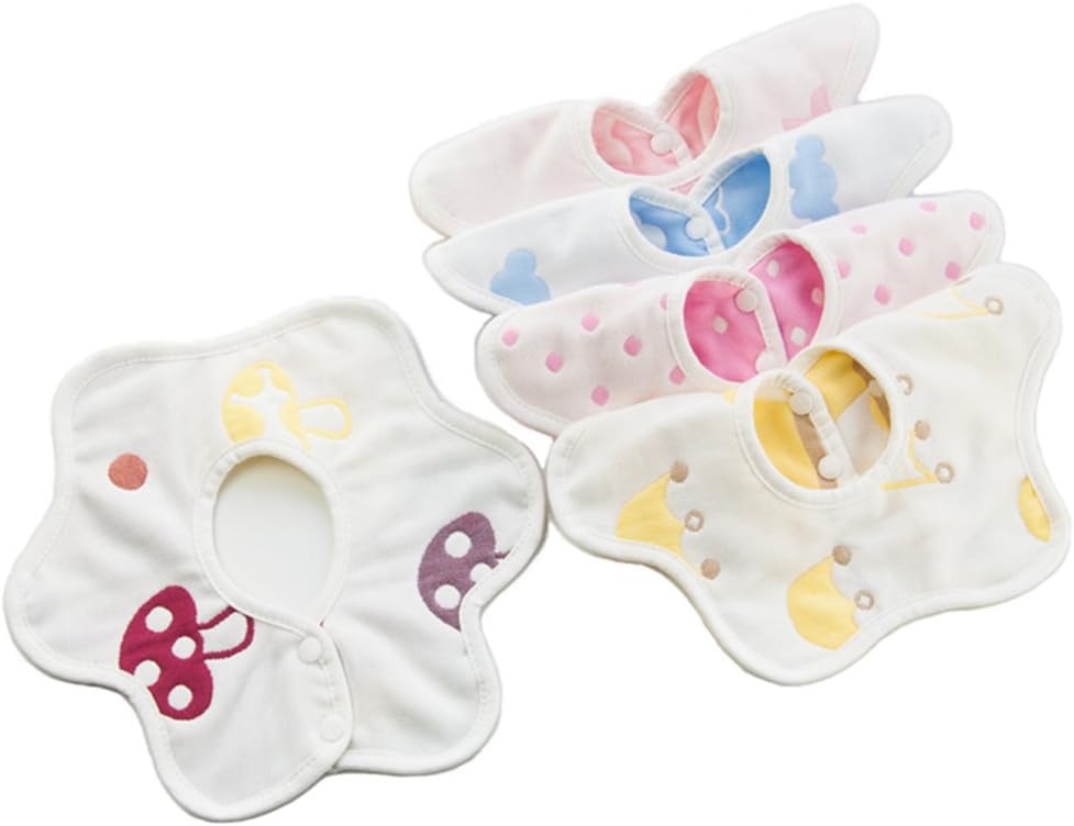 Moyun Cute Baby Dribble Drool Bibs Bandana For Boys Girls Feeding - Super Absorbent 100% Cotton - 5 Pack