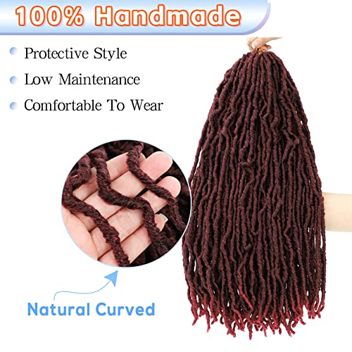 Red Faux Locs Crochet Hair Ombre Soft Locs Burgundy Goddess Locs Crochet Hair 22 Inch 7 Packs Crochet Locs For Black Women Crochet Butterfly Locs Extensions(22Inch, 7 Packs, 1B/Bug) #TOP3