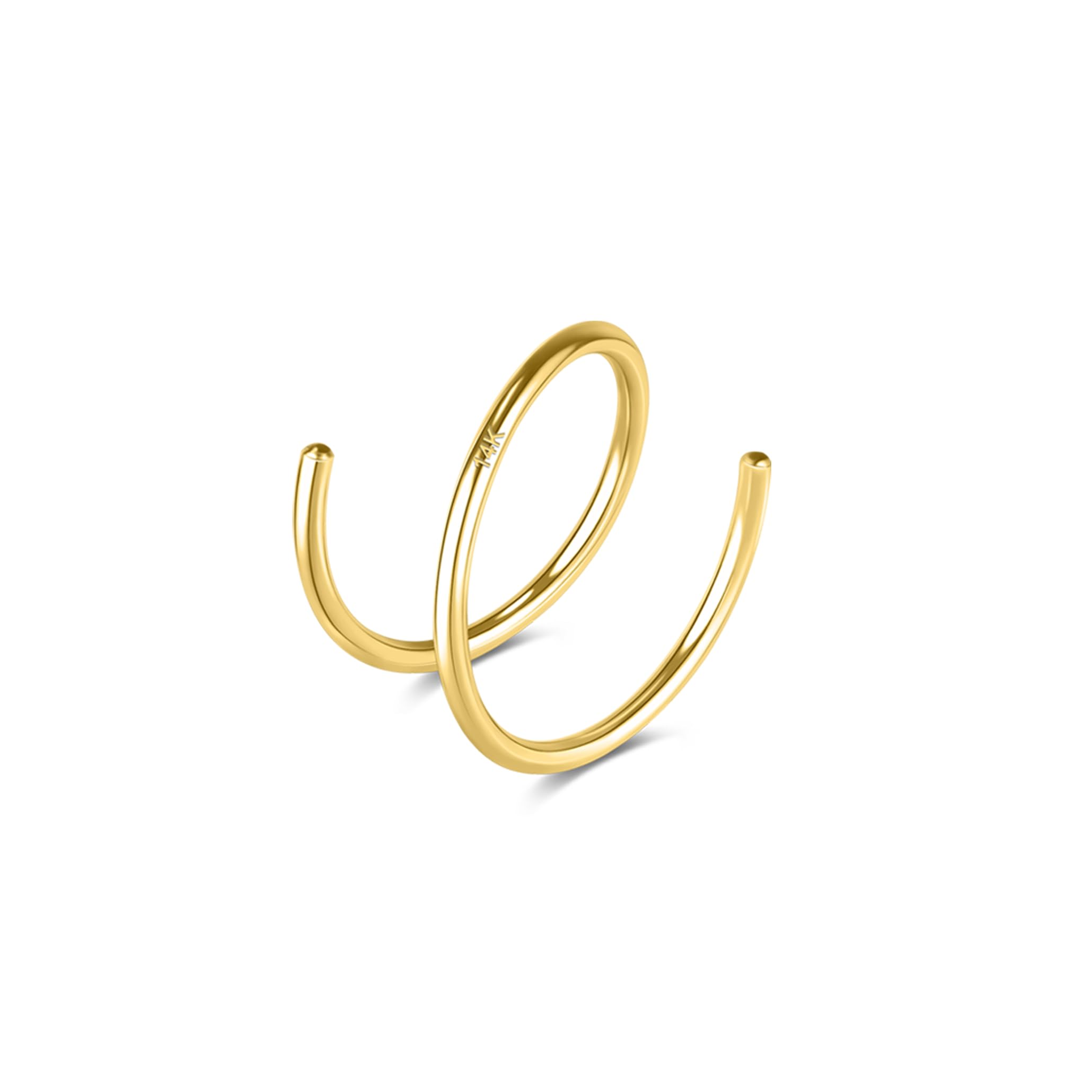 SYLWIA Piercing de nariz de oro macizo de 14 quilates, hecho a mano de 22 g/20 g, joyería fina para nariz, 6/8/10 mm de diámetro, hipoalergénicos, de oro real, para mujeres y hombres