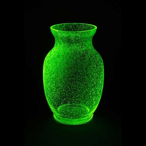 Uranium Glass Vase - Hand Blown Classic Shaped with Bubbles, Glass, Czech Republic (110 x 180 mm)