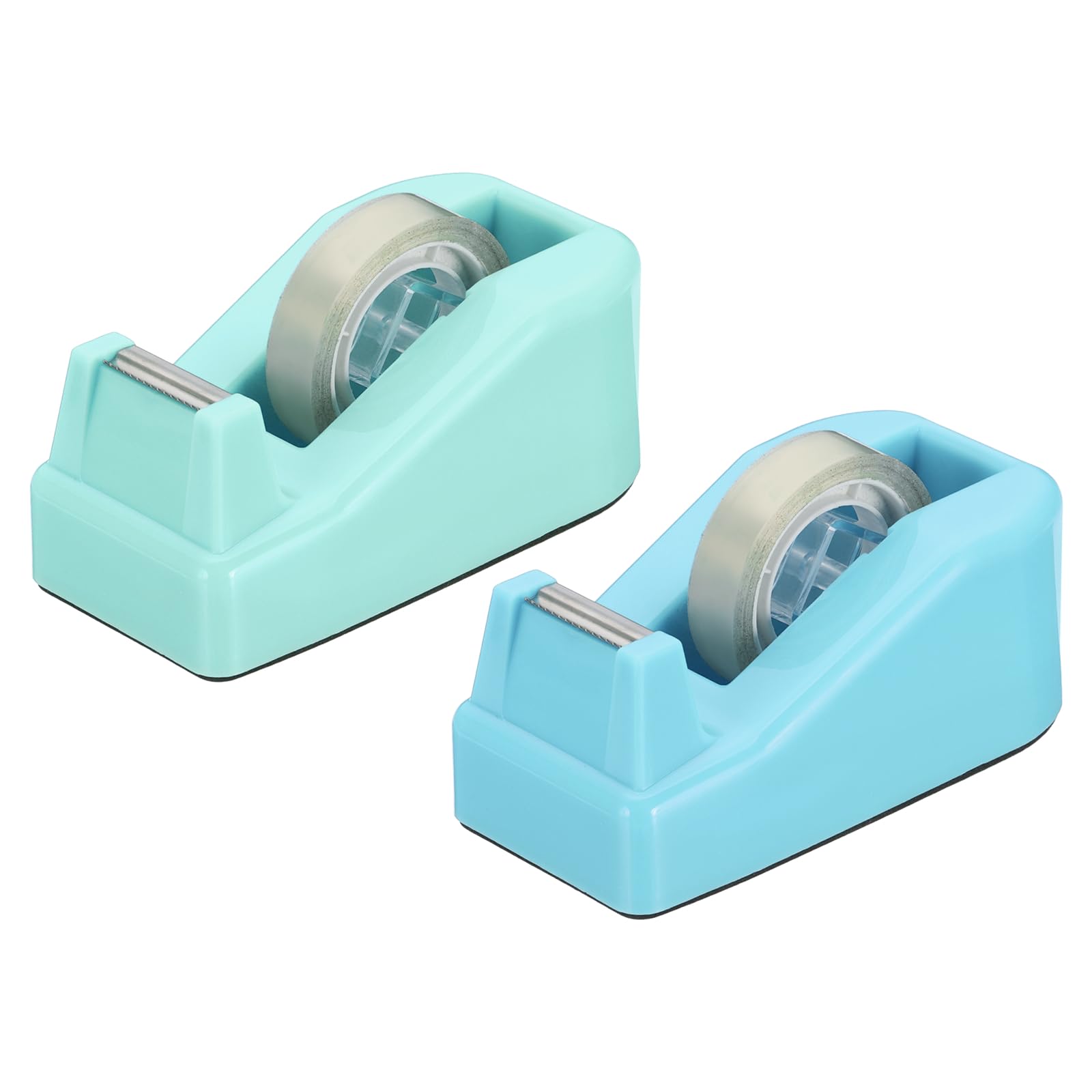 PATIKIL 2pcs Tape Dispenser Desk, Small Tape Dispenser Cute Desktop Dispenser Holder for Tape Office Desktop, Light Blue Tone