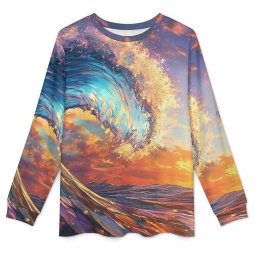 Ocean Wave Men’s Pajama Set Long Sleeve Top And Pants Loungewear Sleepwear Pjs Nightwear 6