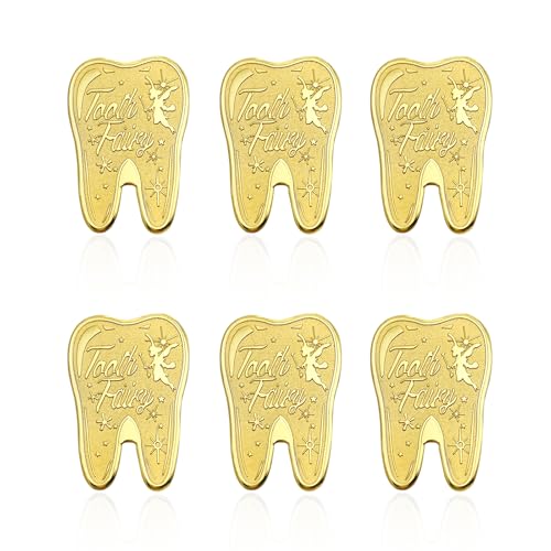 Tooth Fairy for Boys Tooth Fairy Tooth Holder with 6 Gold Coins & Keepsake Box First Lost Tooth Gift Set for Kids Heavy Tooth Fairy Coins Keepsake Kit