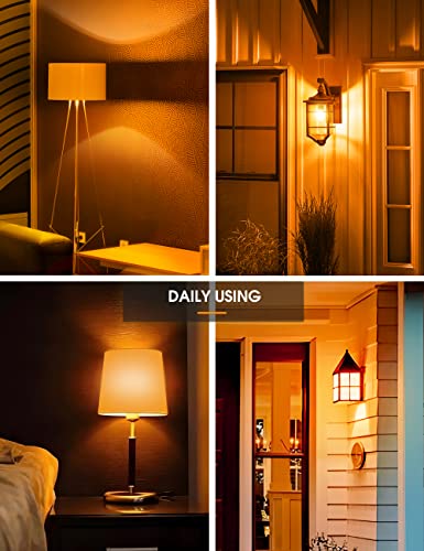Image of L LOHAS LED Halloween Orange LED Light Bulbs Outdoor, A19 9W(60W Equivalent) Orange Colored Light Bulb, E26 Base, Non-Dim, 4-Pack