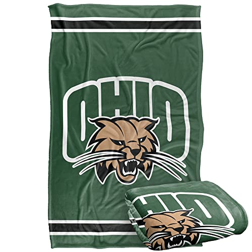 Ohio University Bobcats Blanket, 36"x58" Primary Logo Stripes, Silky Touch Super Soft Throw