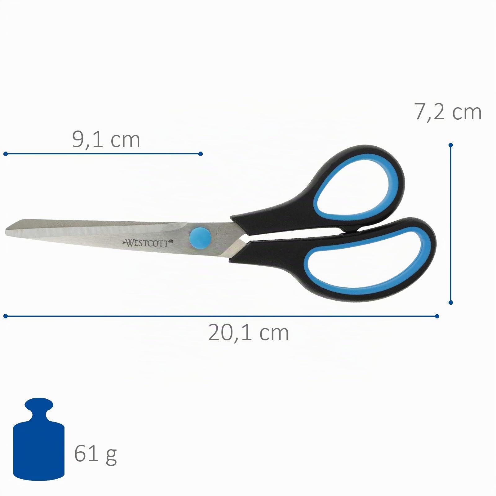Westcott Easy Grip - Tijeras, 20.1 cm, color azul/negro