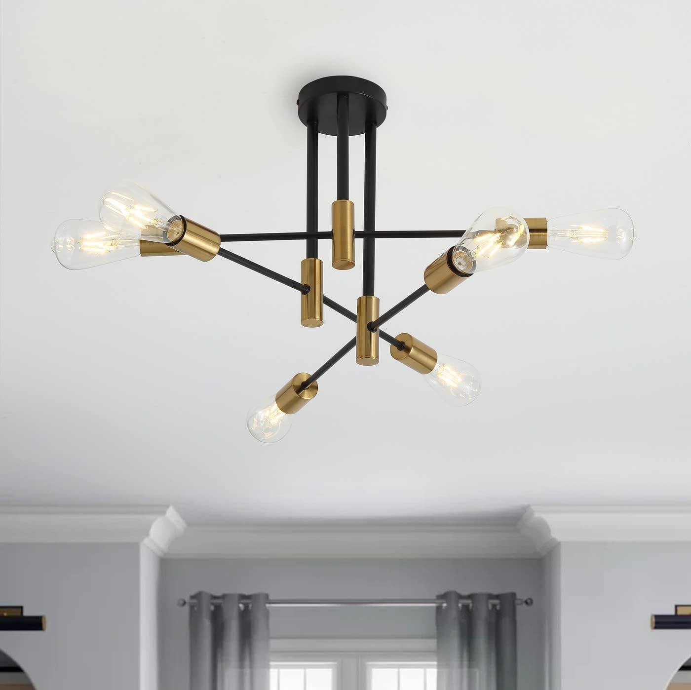 Lustre moderne Sputnik plafonnier à 8 lumières encastré du milieu du siècle