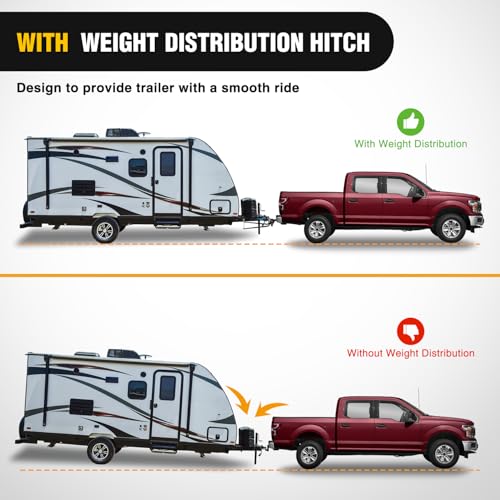 Image of Nilight 1200 lbs Round Bar Weight Distributing Hitches Kit with Interchangeable Spring Bars and Sway Control, 2-in Solid Steel Shank, 2-5 /16 in Alloy Steel Ball