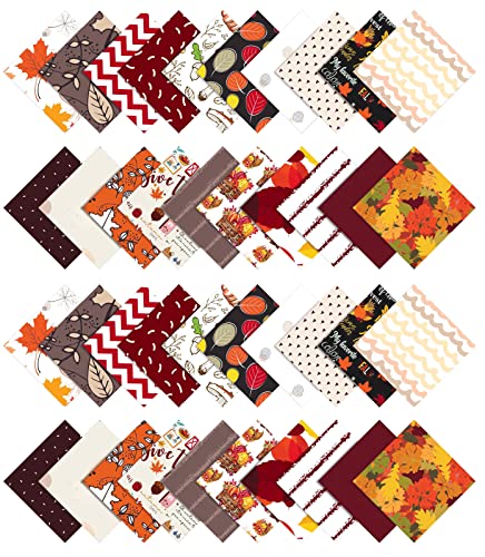 Soimoi Precut 10-inch Autumn Fall Theme Prints Cotton Fabric Bundle Quilting Squares Charm Pack DIY Patchwork Sewing Craft- Multicolor - Image 2