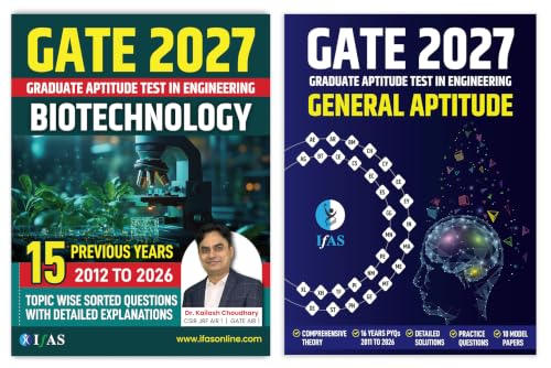 Image of GATE Biotechnology & General Aptitude Books 2027 (Set of 2 Books) | Previous Year Solved Papers (2012 to 2026) Topic Wise Sorted with Detailed ... Aptitude Exam in India | IFAS Publications