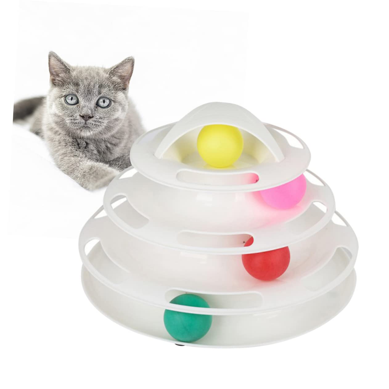 Mipcase 4 Cat Track Toy Pet Interactive Toys Interactive Cat Ball Toy Pet Toys Exercise Roller Kitten Toys Cat Toy Cat Amusement Plate Cat Interactive Toys Scroll Wheel Cat Tower Toy Cat