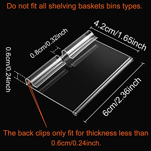 Basket Labels Clip On,50Pcs Clear Plastic Bin Clip Labels For Baskets,Wire Shelf Price Labels,Labels For Storage Bins,Merchandise Sign Display Holder,50Pcs 6X4Cm Label Inserts Included. (Cqtp0000) #TOP2