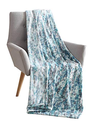 Decorative Hues of Blue Throw Blanket: Soft Plush Velvet Fleece Abstract Rain Accent