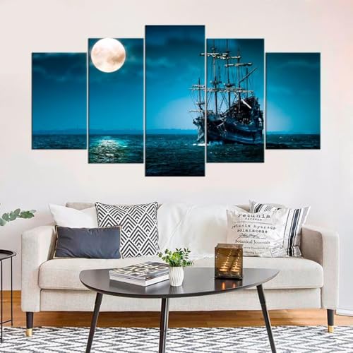 Tableau cuisine et salon grand format avec toile de voilier marin poétique