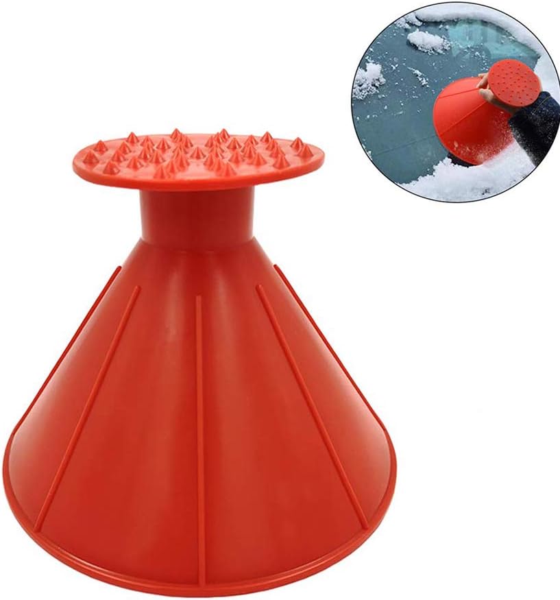 Miracle Ice Scraper for Car, Snow Scraper Brush for Windshield, Frost Remove and Deicer Multifunction Oil Funnel-Red (RED)