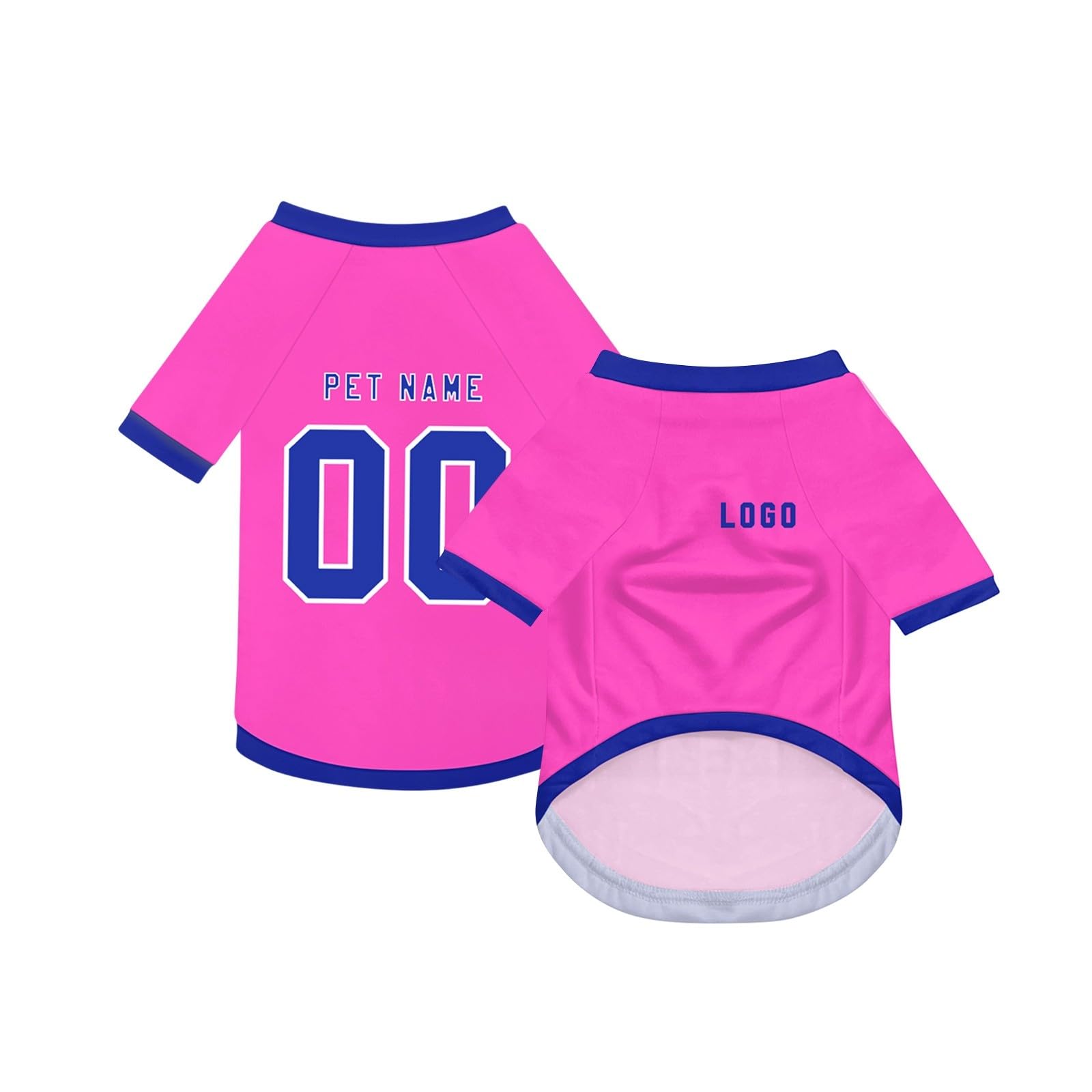 Dog Custom Football T-Shirt with Name Number or Logo ，Breathable Lightweight Polyester Doggy Tee,Sporty Pet Jersey Vest For Small, Medium & Large Dogs Clothes，Personalised Football Jersey Pet Shirt