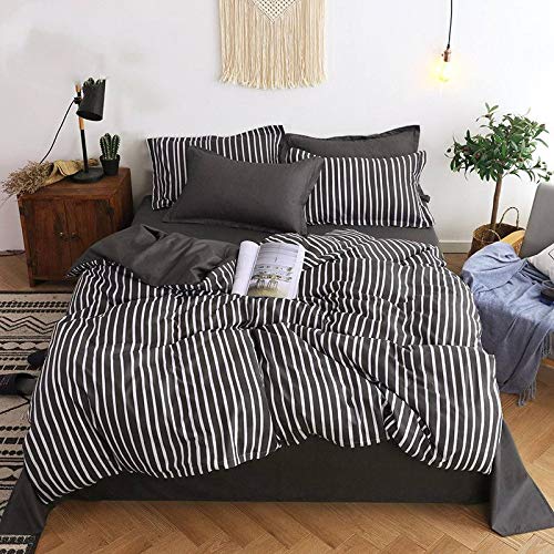 Skyinbags Duvet Cover Bedding Set,Modern Black-Stripe 3D Printed Funny Queen Size Single Double King 3Pcs Quilt Pillowcase Bedding for Home Bedroom Textiles Decor,EU King 220X240Cm