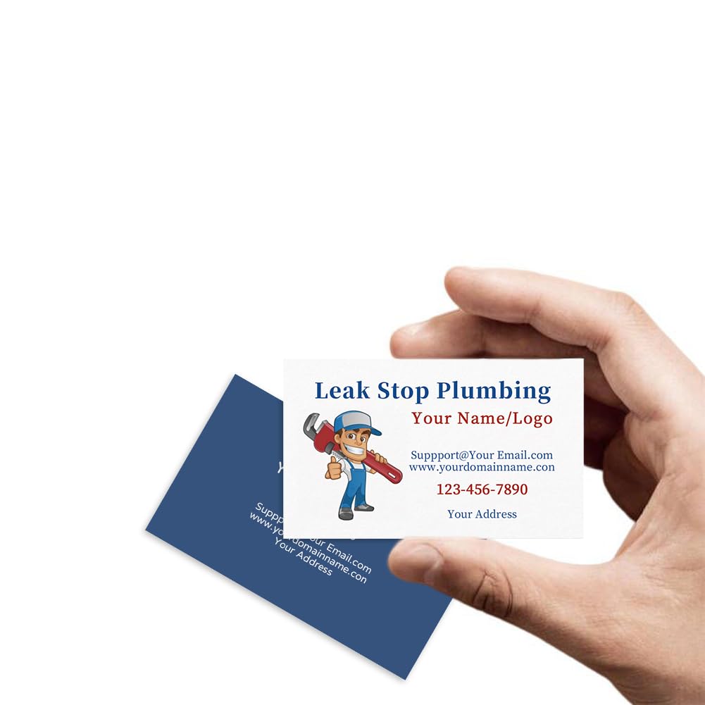 Custom Installation Repair Maintenance Emergency Upgrades and Renovations Plumbing Service Double-Sided Thick Waterproof Paper Business Cards