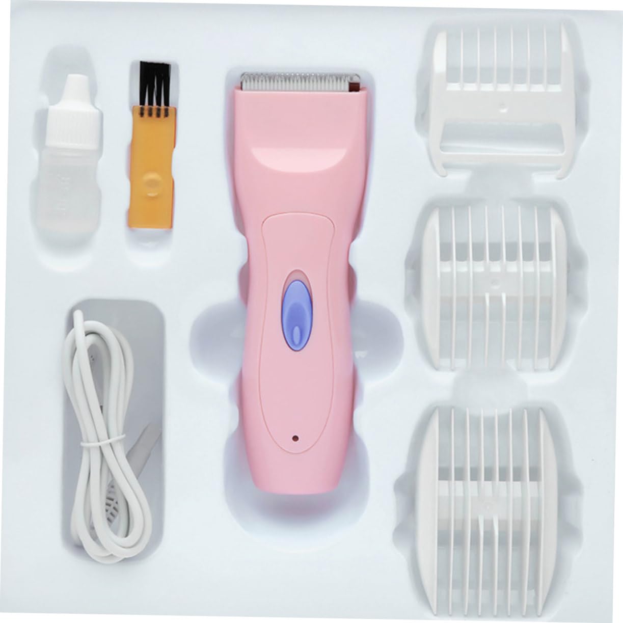 Cortadora de Pelo Eléctrica para Niños, Rosa, Recargable y Silenciosa | Desmontable, para Uso en Casa, Acero Cerámico Inoxidable y Abs, Diseño Mudo, Apta para Familias