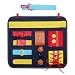 SIMBOOM Toddlers Busy Board, Montessori Basic Skills Activity Board for Early Learning Life Skills - Developmental Toys with Zippers, Buttons, Buckles for Kids Holiday Gifts,Blue