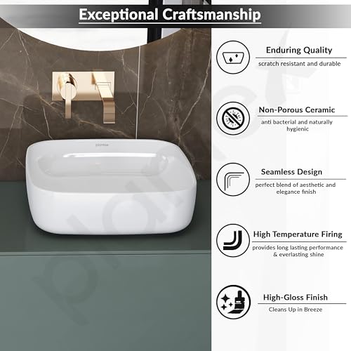 Image of Plantex Platinum Ceramic Rimless Commode with Wash Basin for Bathroom /S Trap Washdown Flush Commode with Toilet Seat Cover /Tabletop Basin - White (Combo)