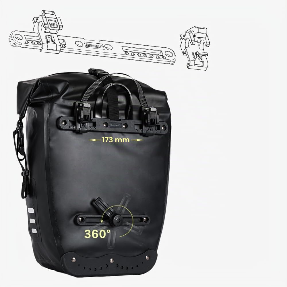 Rhinowalk Borsa da bicicletta impermeabile da 20L, per portapacchi da bicicletta, borsa da sella, borsa a tracolla per computer portatile, borsa da bicicletta