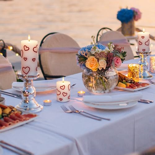 Image of Valentines Day Heart Candles, Real Wax Flameless Pillar Candles with Remote, Real Wax Flickering LED Pillar Candles Valentine's Day Candles Gifts for Her Him Wife Mom Home Party Decor, 3 Pack
