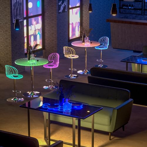 Butaco LED con altura ajustable y giro, moderno con iluminación RGB para barra o cocina HOMEMORE miniatura 4