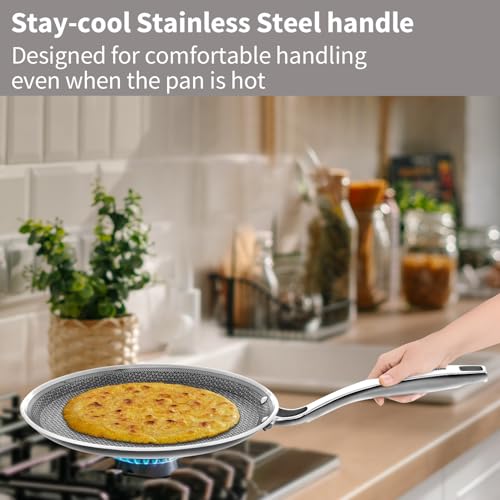 Image of Hawkins 26 cm Triply with Shielded Nonstick Pro Flat Tava | Induction & Gas Compatible | Flat Surface, Spill-Resistant Rim | Silver (PSNFT26)