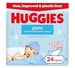 Huggies Pure Plastic Free Baby Wipes - Pack of 24 (1152 Wipes) - 99% Water Wet Wipes, Fragrance Free, Hypoallergenic, Bette…