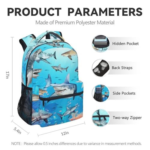 Shark Backpack for School - 17 Inch Large Capacity Backpacks for Kids - Boys Bookbag for Kindergarten4
