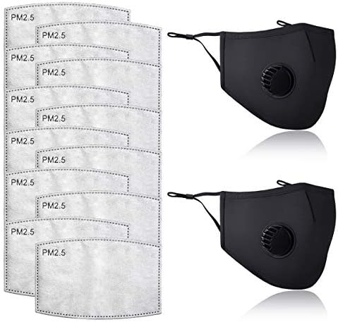 20 Pcs Activated Carbon Filter 5 Layers Breathing Protective and Washable Reusable Dust Cover Black