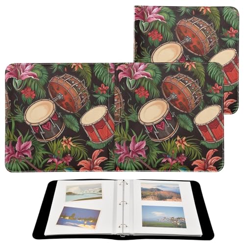 Álbum de Fotos Autoadhesivo DIY Scrapbook Cinco De Mayo con Tambores y Flores Tropicales, Encuadernador de 3 Anillos, 40 Páginas, 8x10 para Memorias miniatura 2