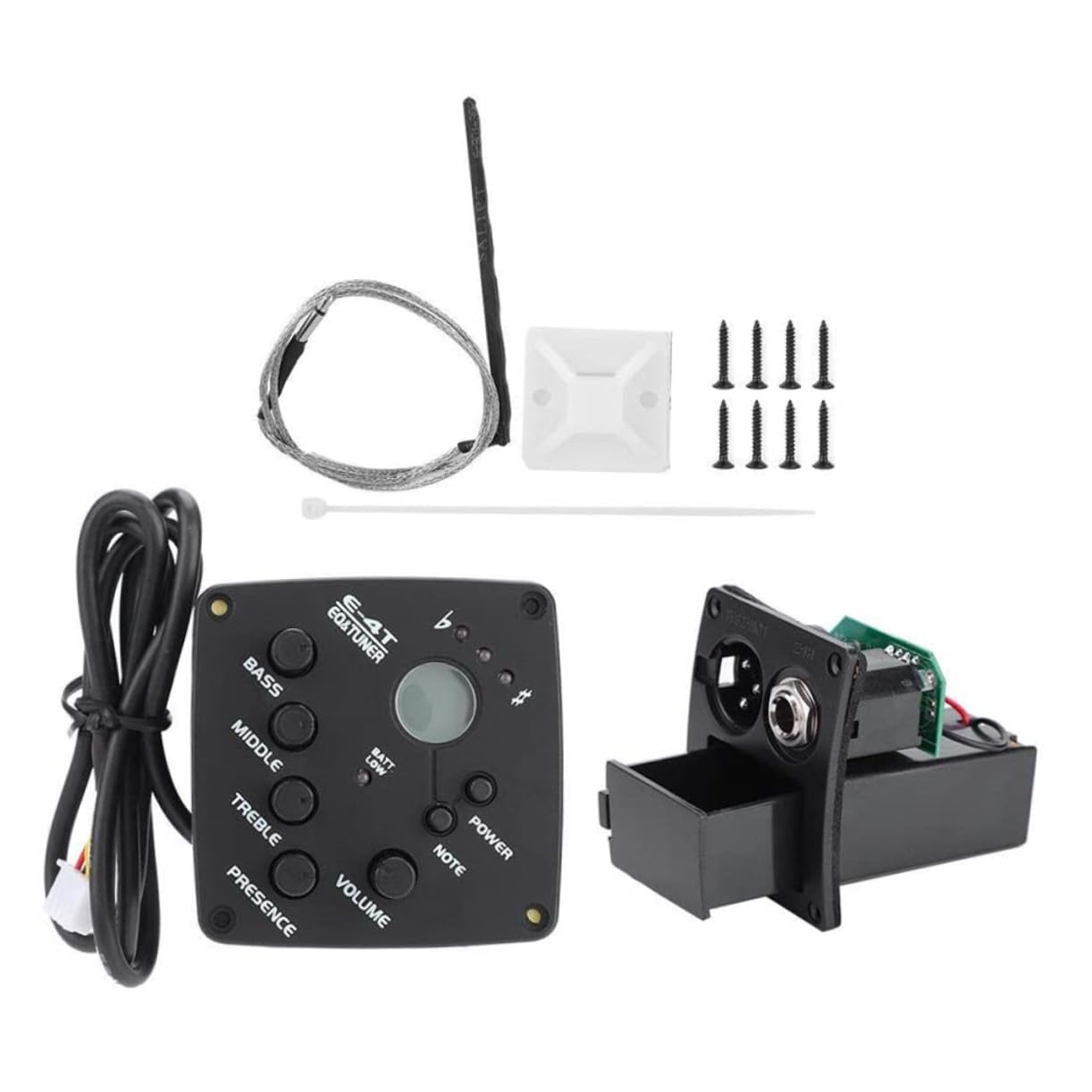 Pickup Nero Bande a e Chitarra Leggero per Eq E-4t 4 Acustica Folk Facile da Installare, in Plastica Strumenti Musicali Performance Live