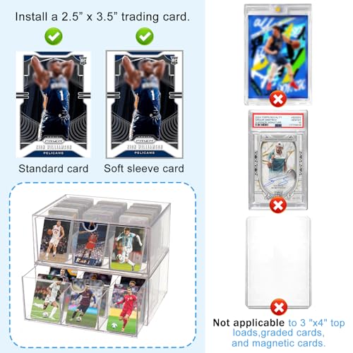 HFYZZ 2 Pack Trading Card Storage Box - 3200+ Clear Plastic Cards Storage Organizer with Dividers Stackable MTG Cards Display Case for MTG,TCG, PTCG, Sports Cards - image 5