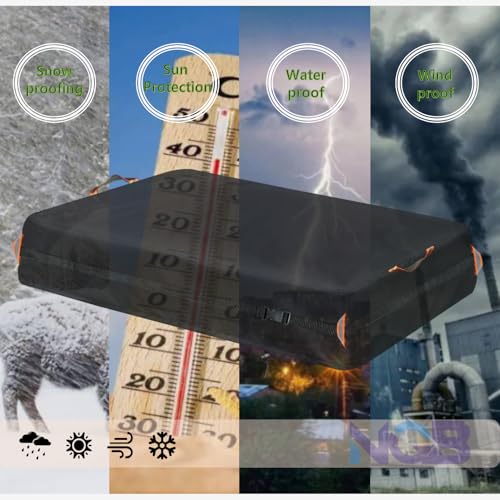 Image of Kids Sandbox Cover for Naturally Playful Sandbox II,Made of 600D Waterproof Oxford Cloth, Reflective Carry Handle with Two Warning Signs and 4.6 Meters Long Mesh Grommets.(51 inch L x 32 inch W x 13 inch H)