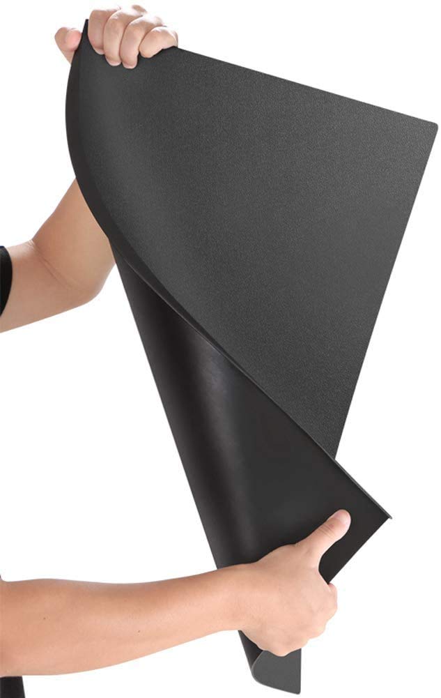 Schreibtischunterlage mit Kantenschutz gewinkelt / 90° abgewinkelt Rutschfeste Weichem Leder Schreibunterlage Mausunterlage für Büro Hause Office Laptop PC Pad, 120 x 60 cm, Schwarz