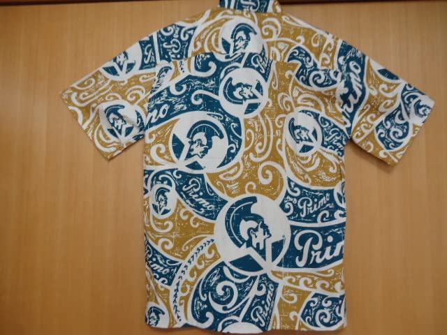 ★PRIMO BEER プリモビール　 ハワイアン半袖アロハシャツ 50s 50年代 プリモビール ハワイアンシャツ 黄色 イエロー 開襟