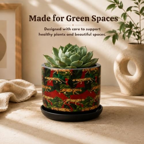 Image of Urban Upvan Decorative Terracotta Black Tiger Planter Pot for Home & Garden | Indoor Outdoor Flower Pot for Balcony, Living Room, Office & Table Decor (Pack of 1)