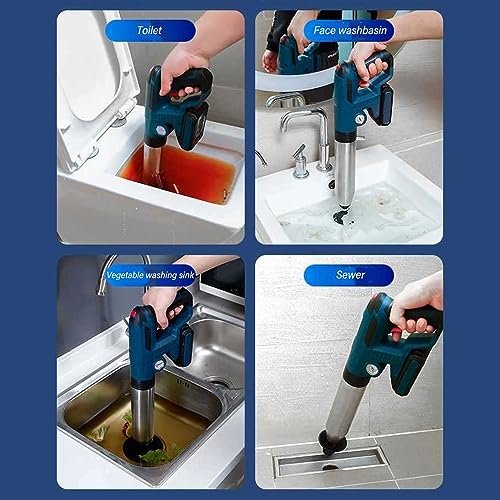 Pulitore per Scarichi WC Ad Alta Pressione con Batteria Al Litio 2000 MAh, Pompa Elettrica per WC per Scarico WC, Scarichi, Lavelli Cucina, Docce (Spina europea)
