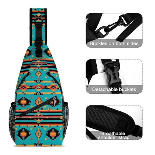 Fashion Dress Decor Sling Backpack Shoulder Bag, Day Pack, Chest Shoulder Bag For Men And Women Southwest Native Indian American Aztec Print3